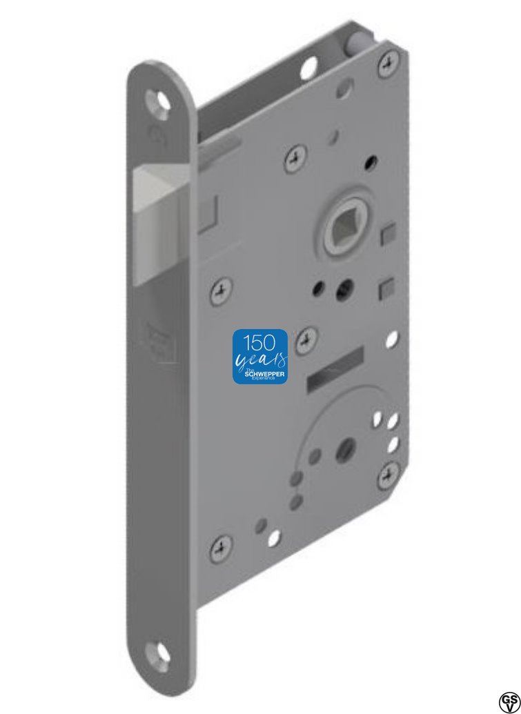 Mortise latch latch protrusion 16mm complete stainless steel | GSV-No. 3816 F backset 55mm right hand