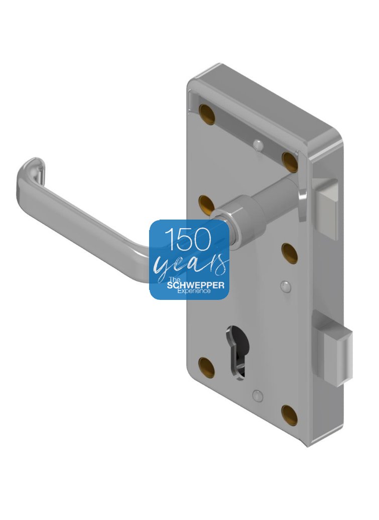 Rim lock for cylinder (stainless steel) with handle 4410 (Brass) preassembled | GSV-No. 3827 Z S001 / S002 / S002